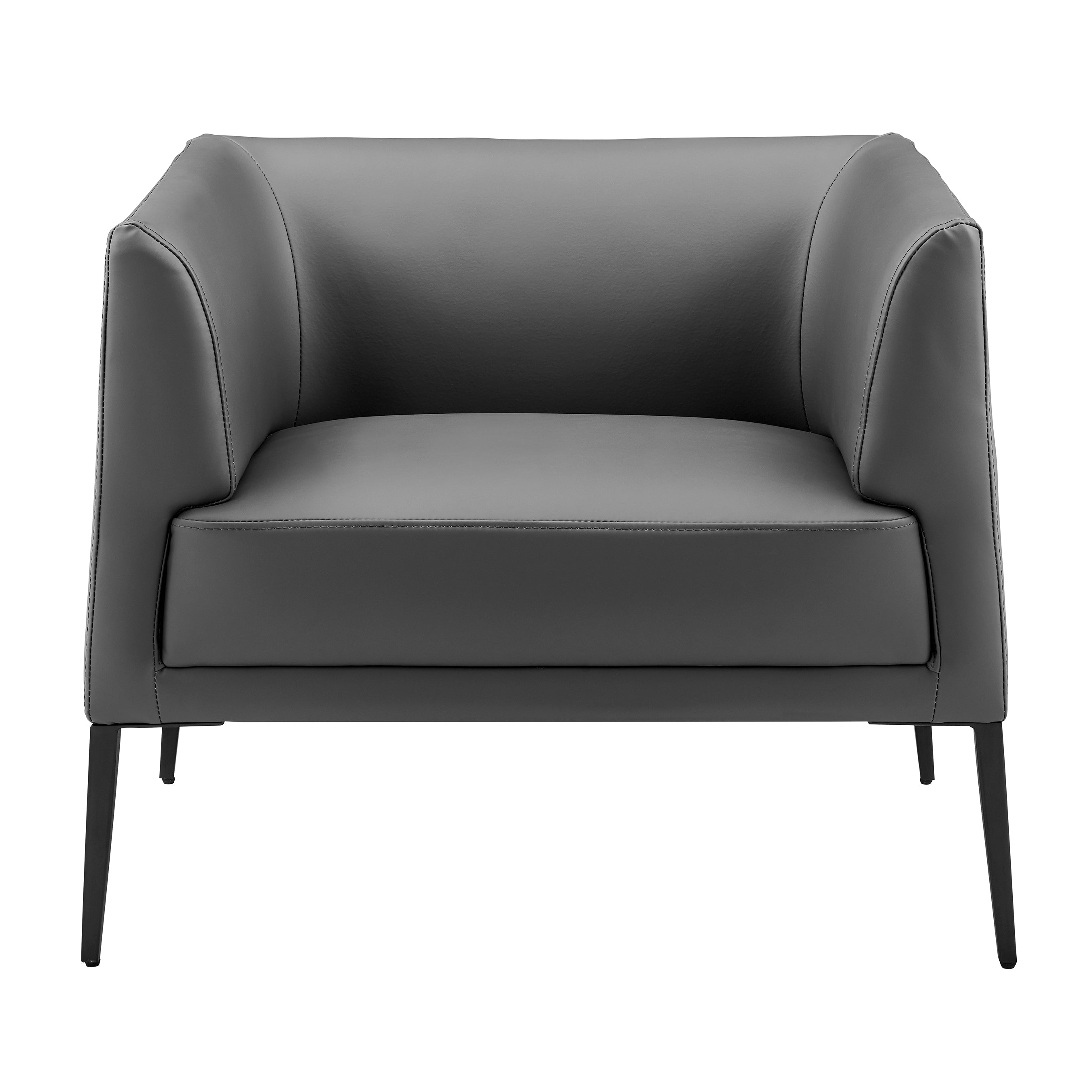 Matias Lounge Chair in Gray Leatherette with Matte Black Legs