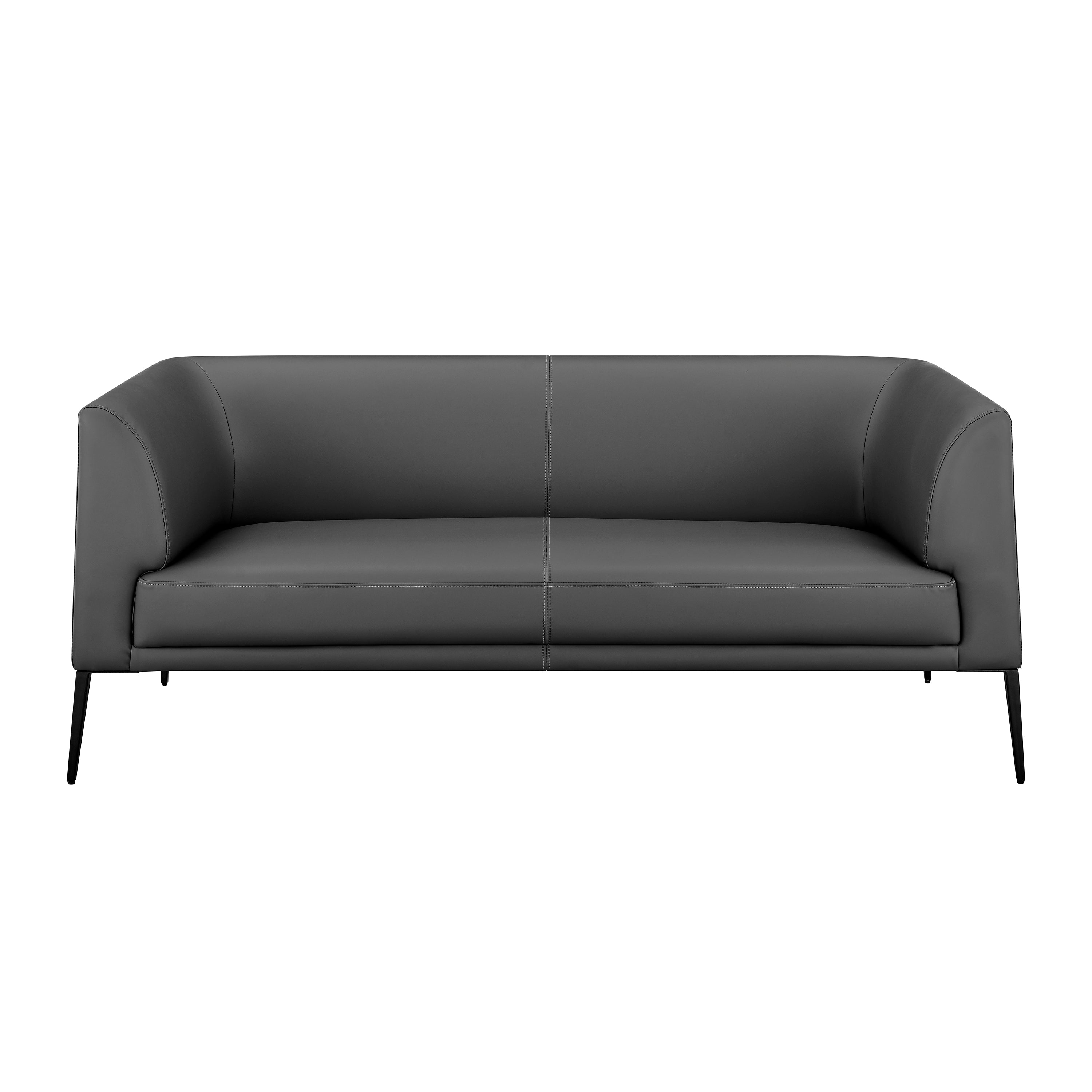 Matias Loveseat in Gray Leatherette with Matte Black Legs