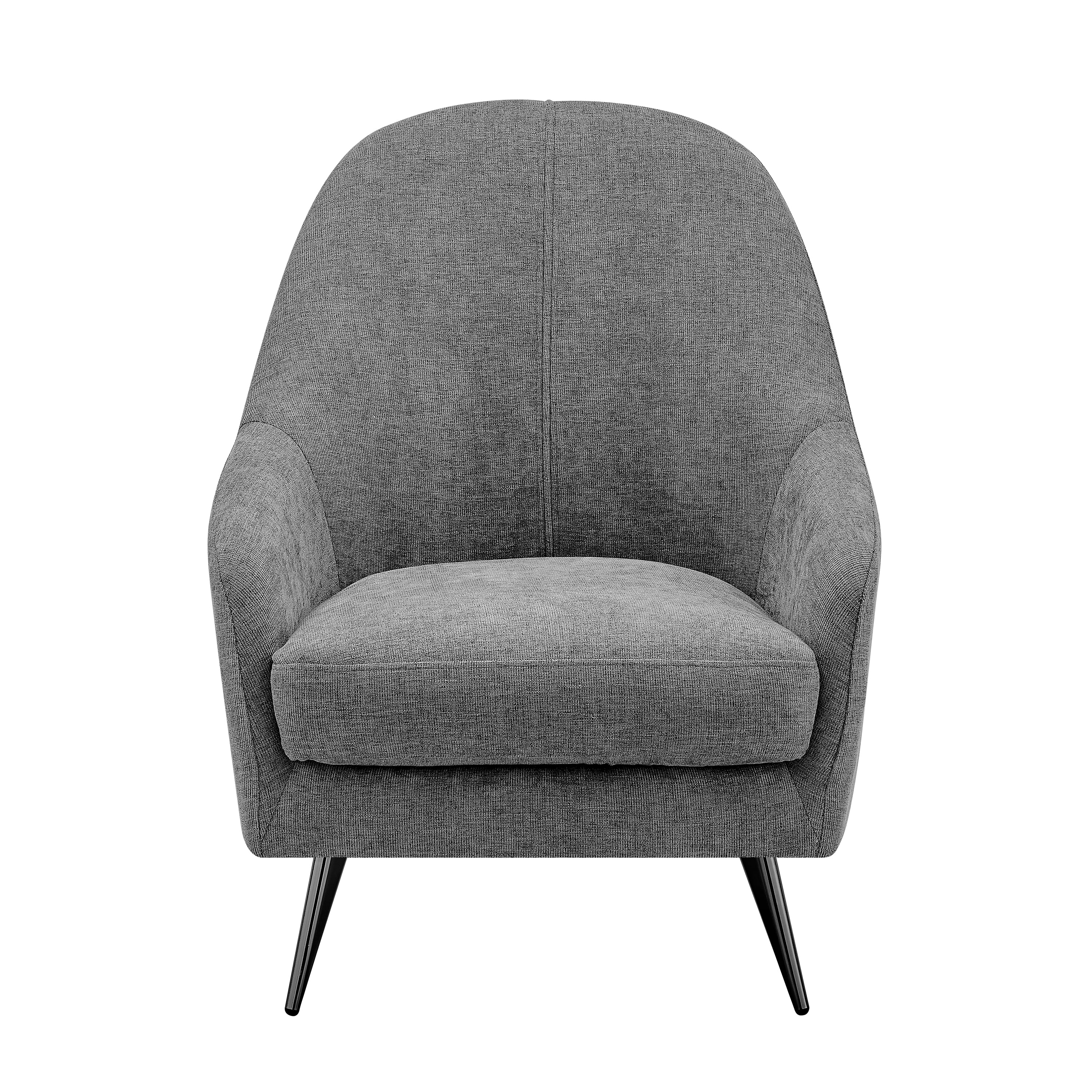 Selene Lounge Chair in Gray Fabric with Black Chrome Steel Legs