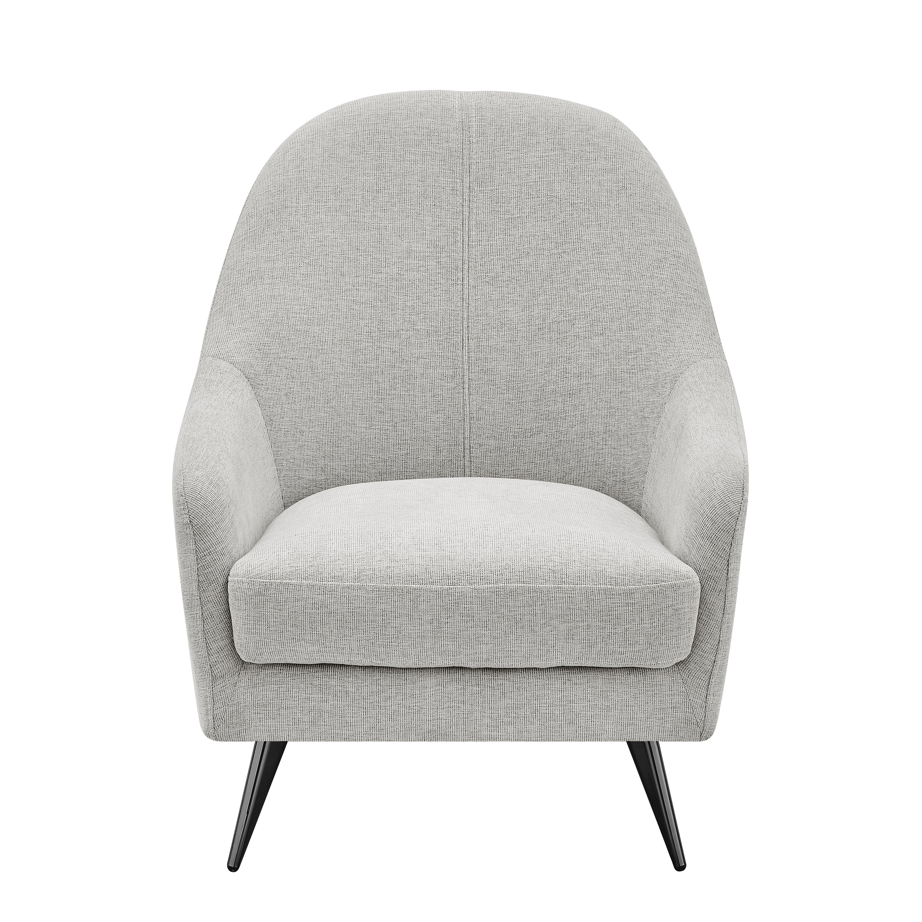 Selene Lounge Chair in Taupe Fabric with Black Chrome Steel Legs