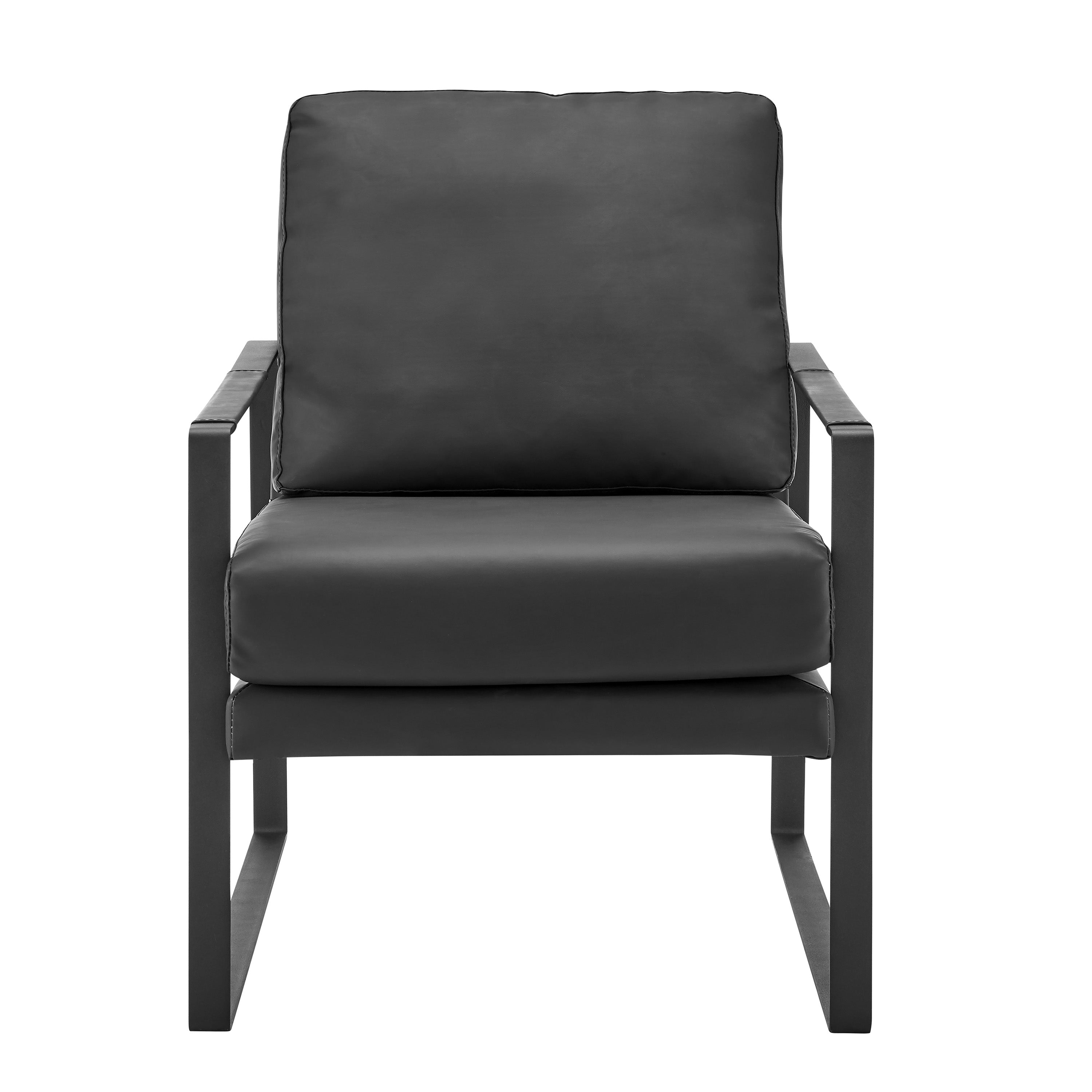 Bettina Lounge Chair in Black Leatherette with Matte Black Frame