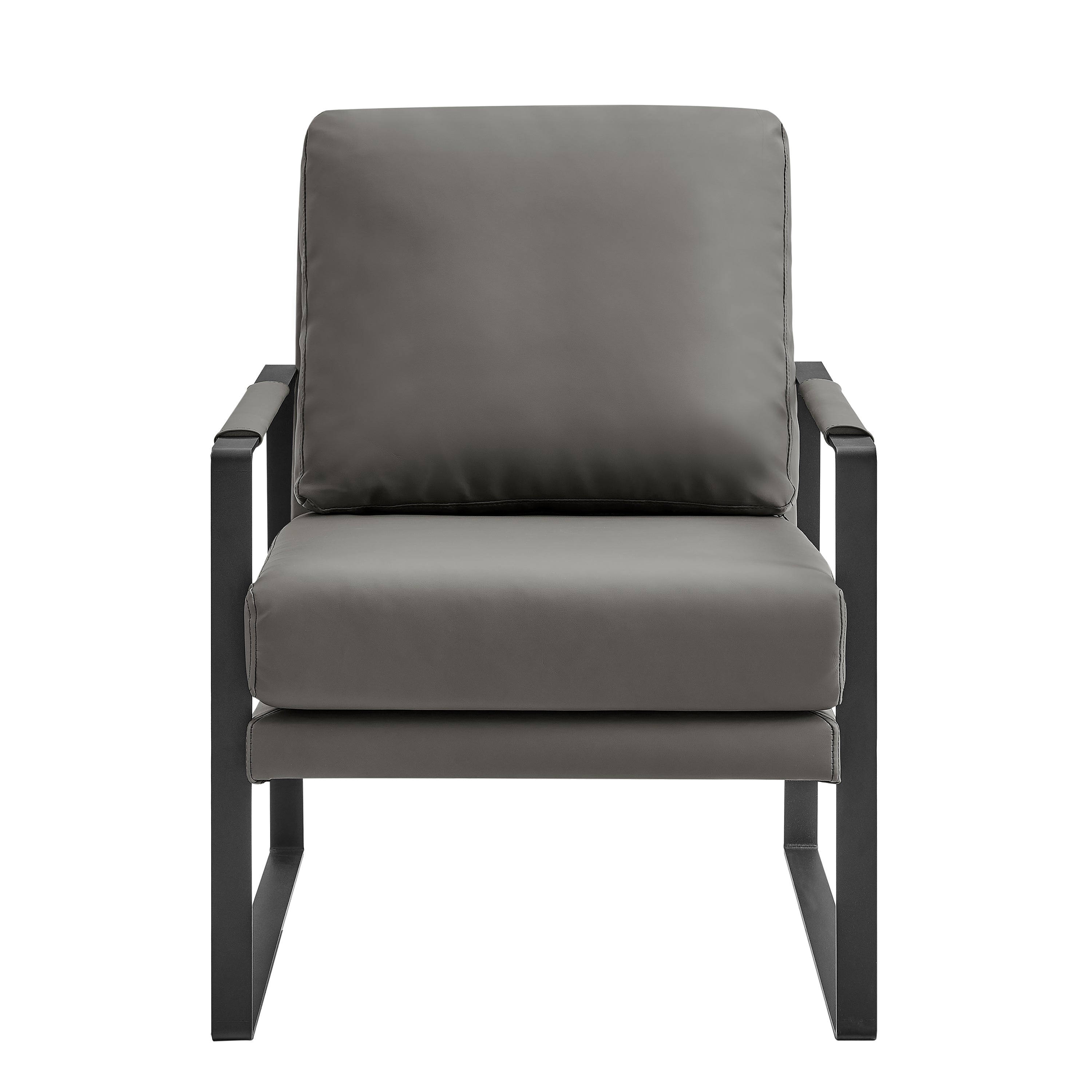 Bettina Lounge Chair in Dark Gray Leatherette with Matte Black Frame