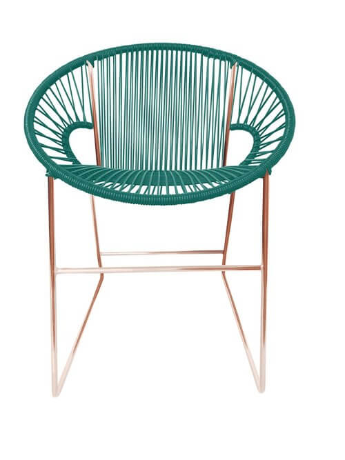 Puerto Dining Chair Copper Frame - Color Turquoise Weave