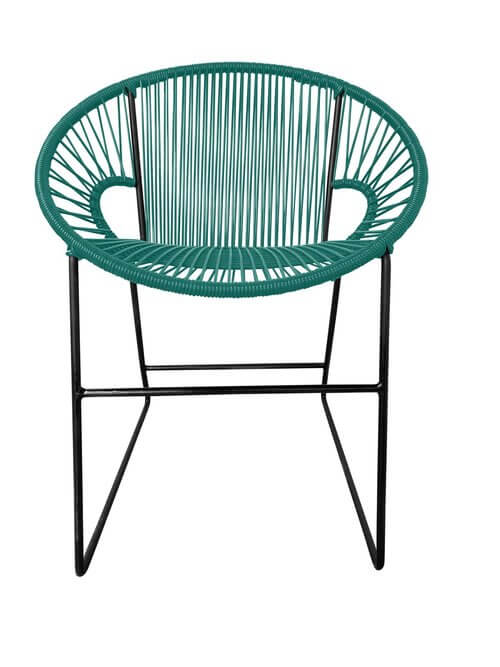 Puerto Dining Chair Black Frame - Color Turquoise Weave