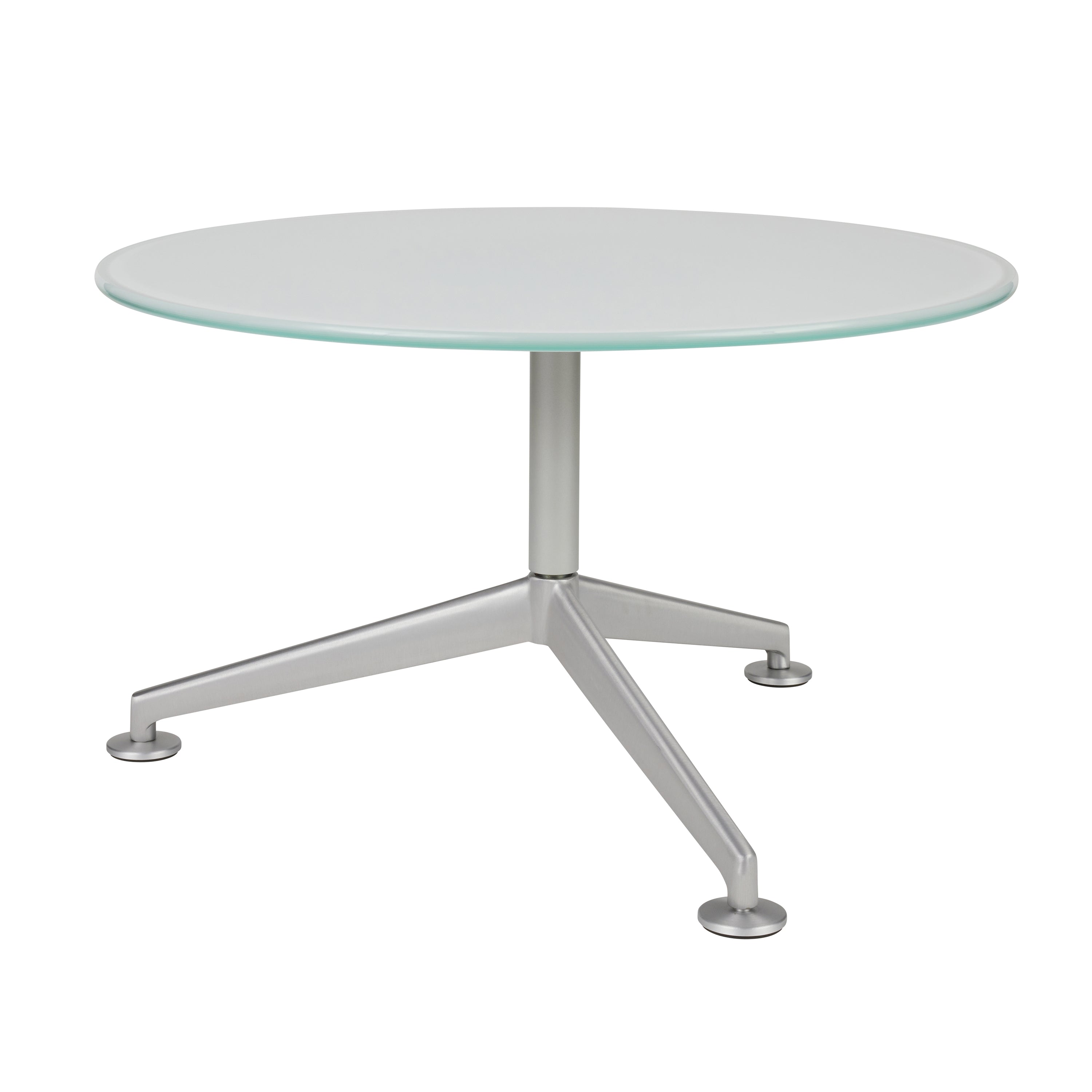 Renato 27" Side Table in White with Brushed Aluminum Base