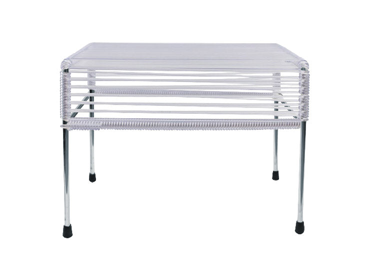 Atom Ottoman Chrome Frame - Color Clear Weave