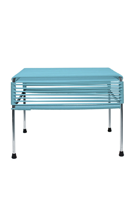 Atom Ottoman Chrome Frame - Color Blue Weave