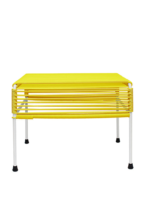 Atom Ottoman White Frame - Color Yellow Weave