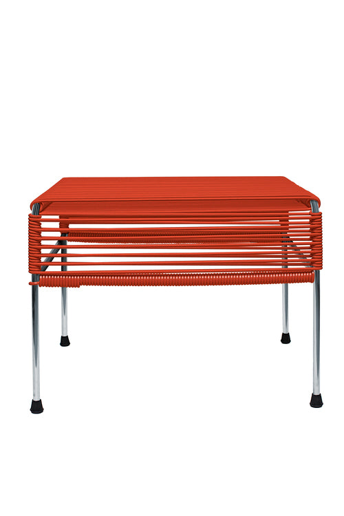 Atom Ottoman Chrome Frame - Color Red Weave