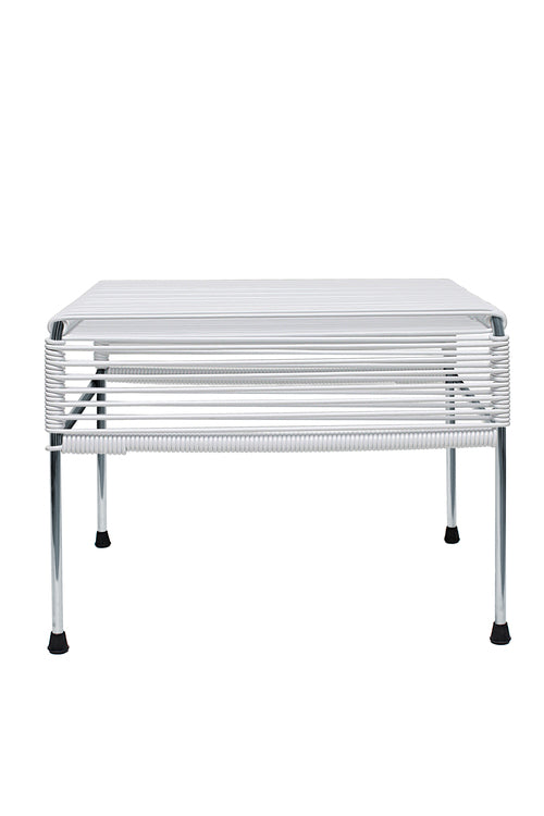 Atom Ottoman Chrome Frame - Color White Weave