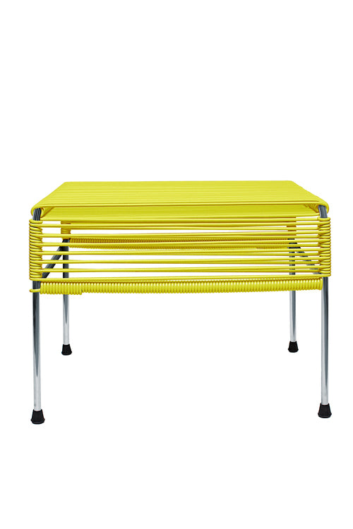 Atom Ottoman Chrome Frame - Color Yellow Weave