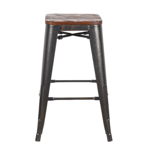 Danne Counter Stool in Antique Black with Walnut Seat - Set of 4