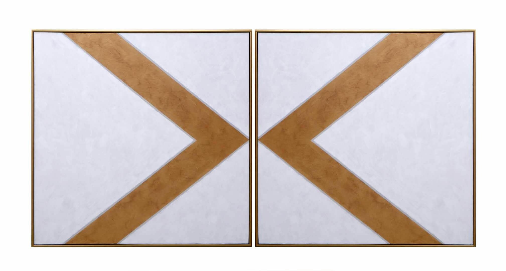 Chevrons (Set Of 2)  48" X 48"  Gold Floater Frame