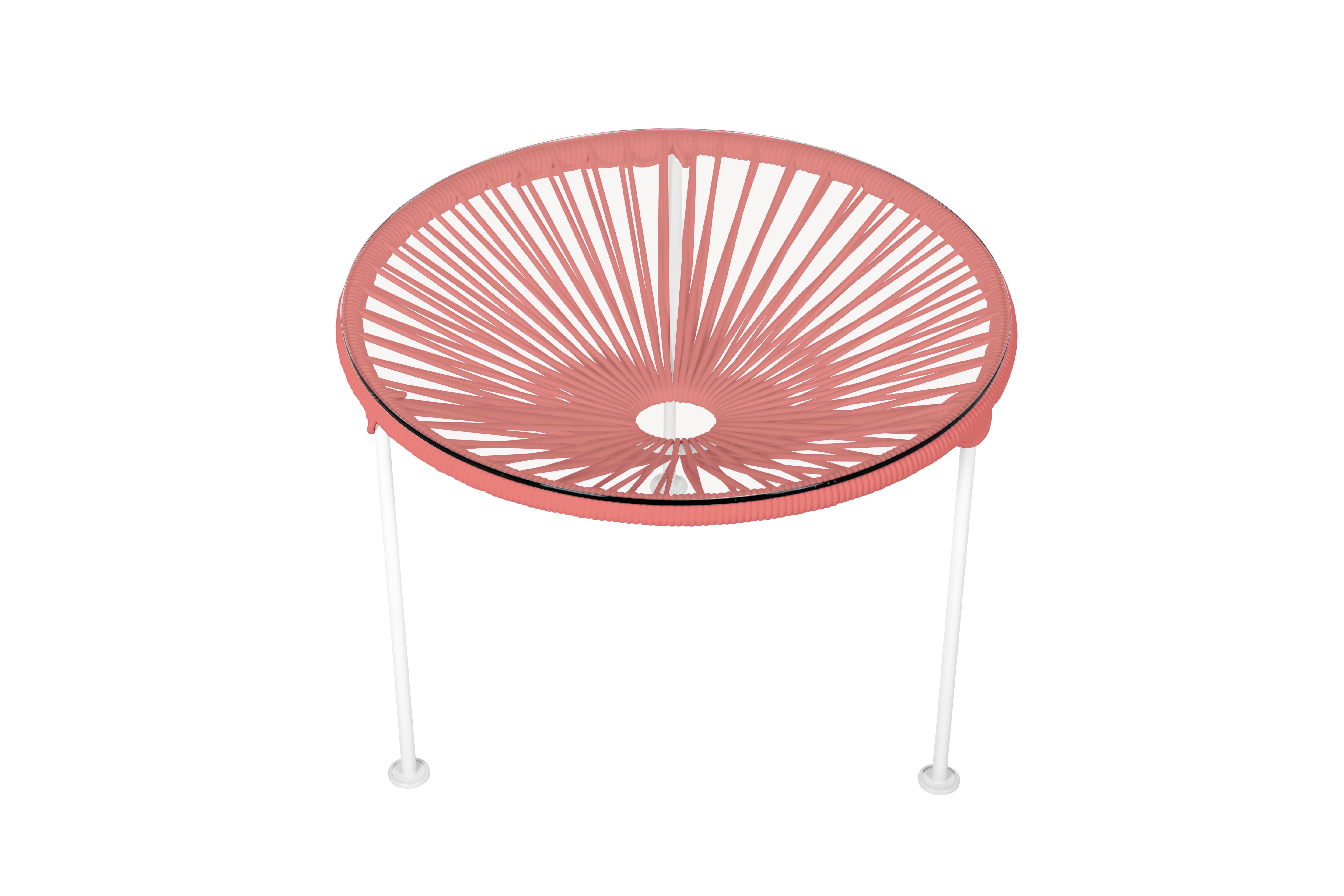 Zicatela Table White Frame - Color Coral Weave