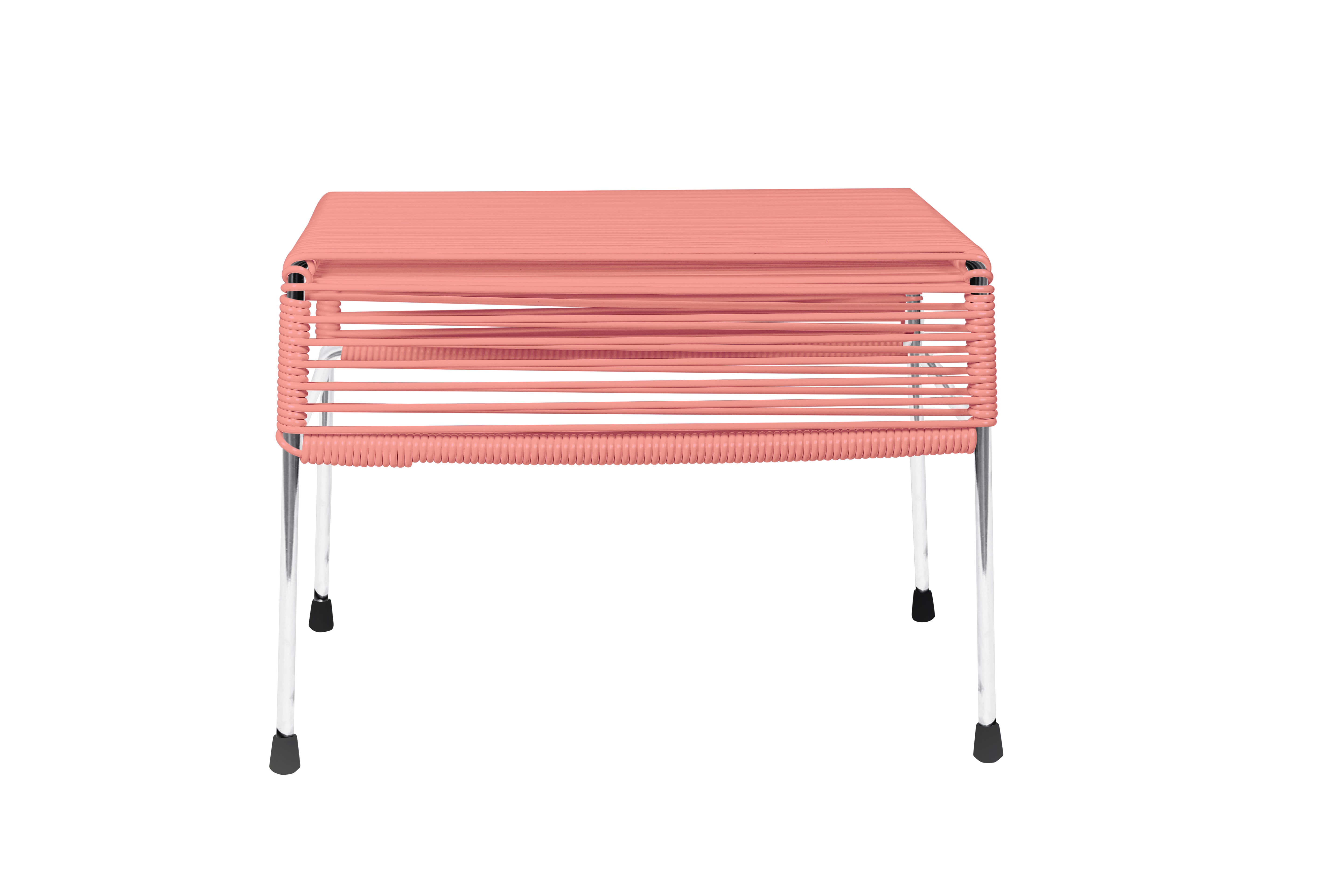 Atom Ottoman Chrome Frame - Color Coral Weave