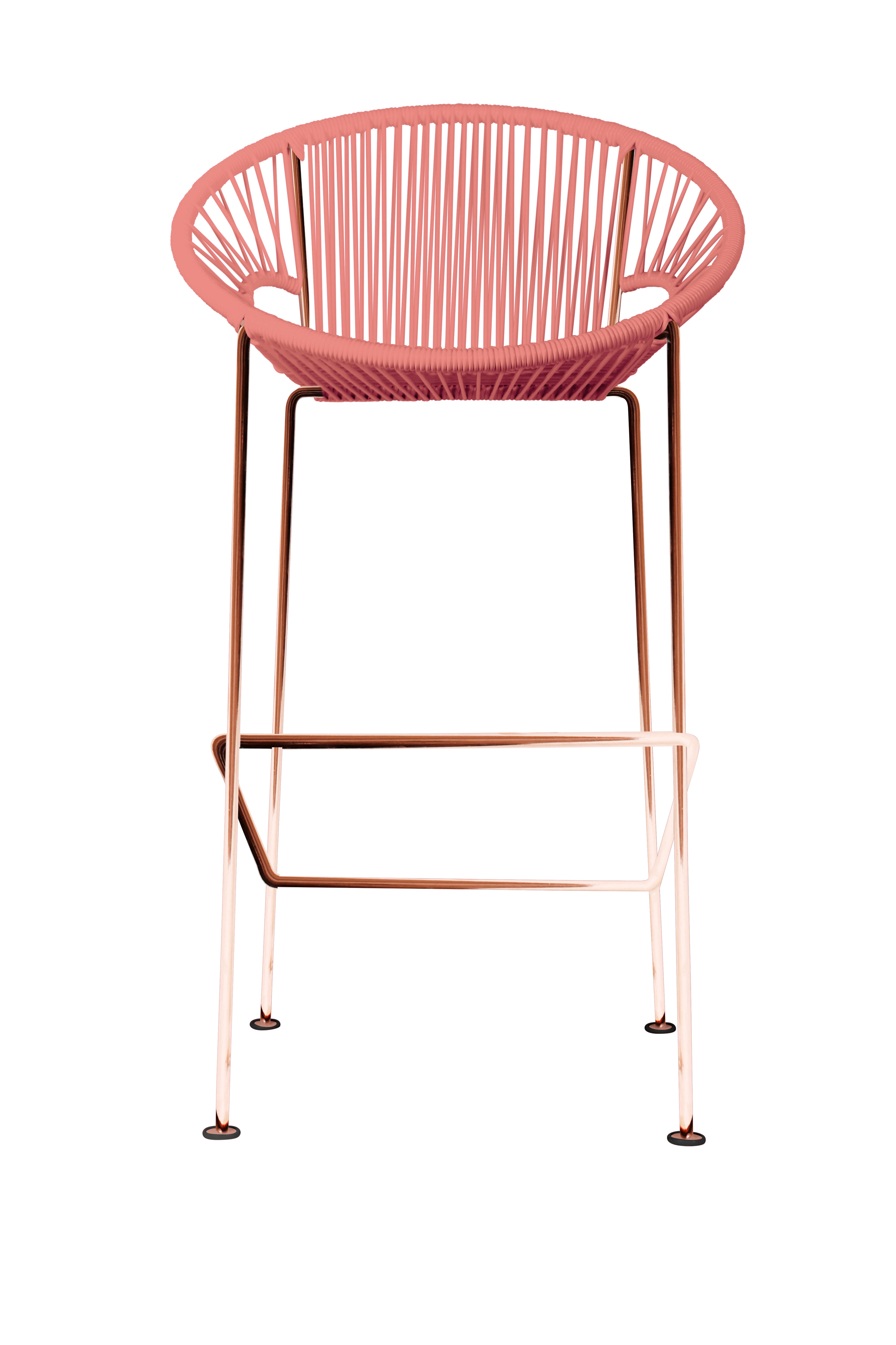 Puerto Stool (Bar Height) Copper Frame - Color Coral Weave