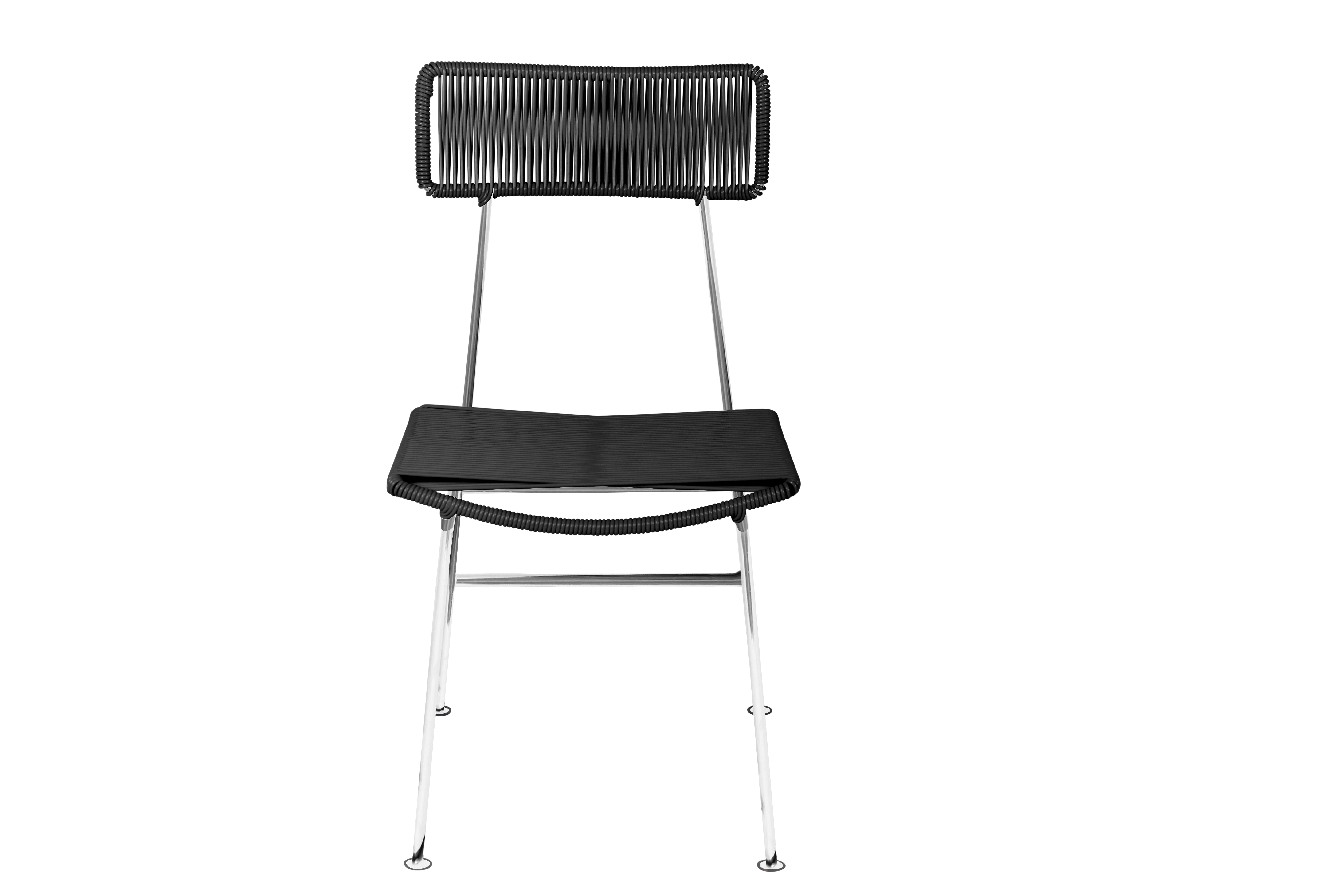 Hapi Chair Chrome Frame - Color Black Weave